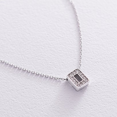 Кольє з буквою "О" в білому золоті (фіаніти) кол01329О №2