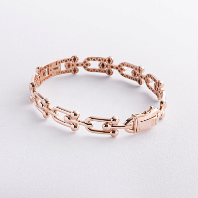 Жорсткий браслет "Фантазія" у червоному золоті б05836 №3