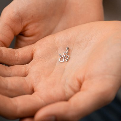 Золота підвіска "Янголятко" з діамантом 10831121 №2