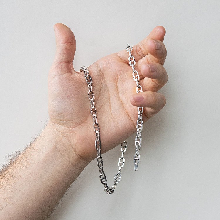 Мужская серебряная цепочка (0.75 см) Ц0019/1р - 1 Мужская серебряная цепочка (0.75 см) Ц0019/1р от ювелирного магазина Оникс - 1