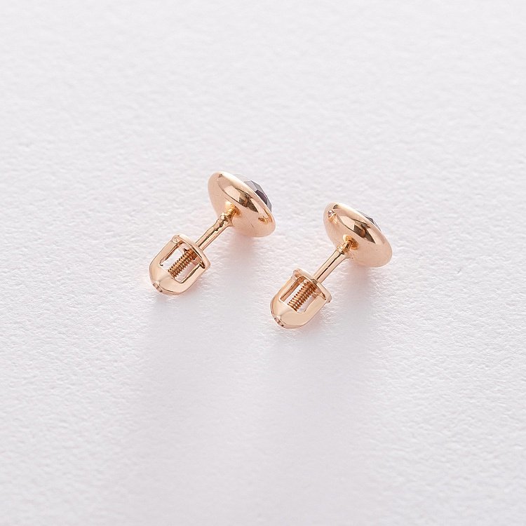 Золотые серьги - пусеты (аметист) с06323 от ювелирного магазина Оникс - 4