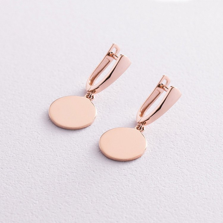 Серьги "Монетки" в красном золоте с07623 от ювелирного магазина Оникс - 3