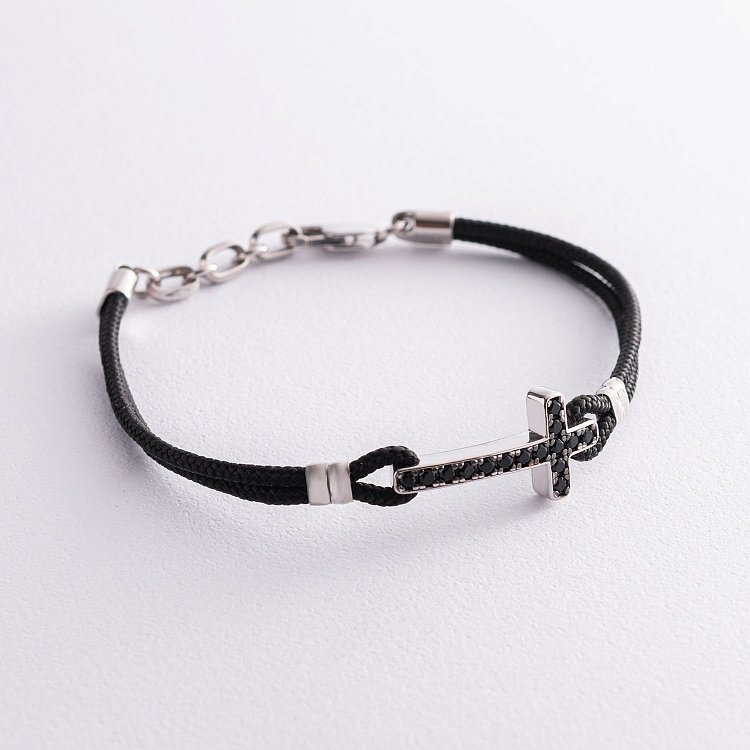 Мужской браслет "Крест" с черной шпинелью ZANCAN SXB010-NE от ювелирного магазина Оникс - 2