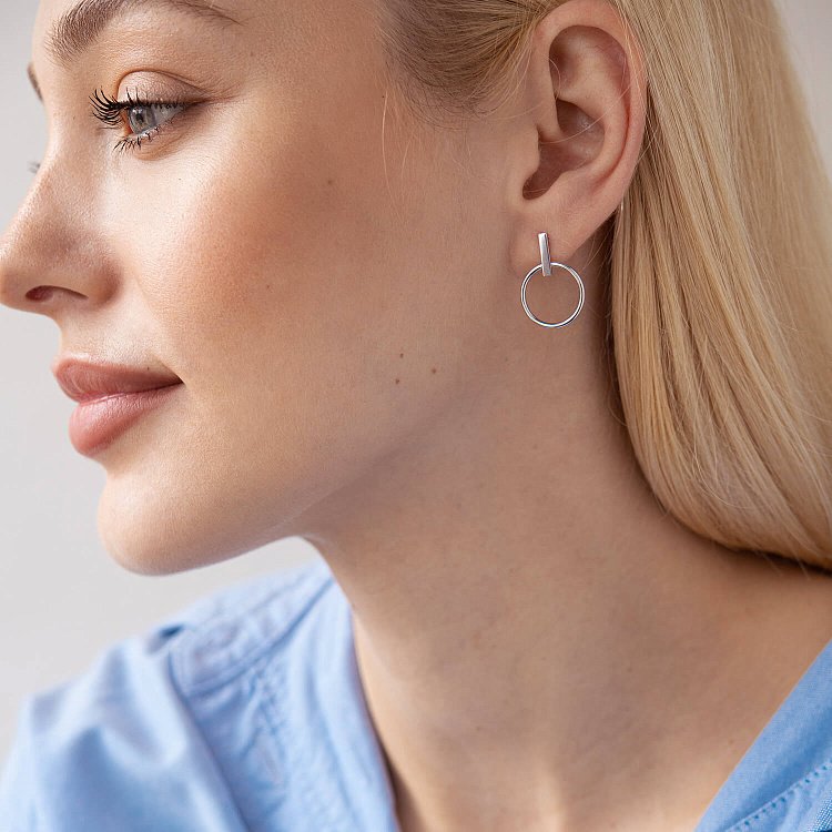 Золотые серьги - пусеты "Уверенность" с06685 от ювелирного магазина Оникс - 3