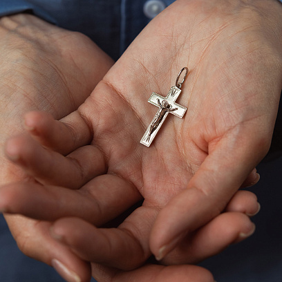 Серебряный крест "Распятие. Спаси и Сохрани" рс311319 №2
