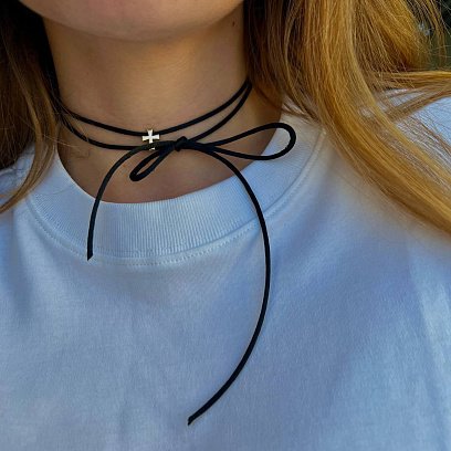 Відкриваючий хрестик Мінімал в жовтому золоті п03298 №4