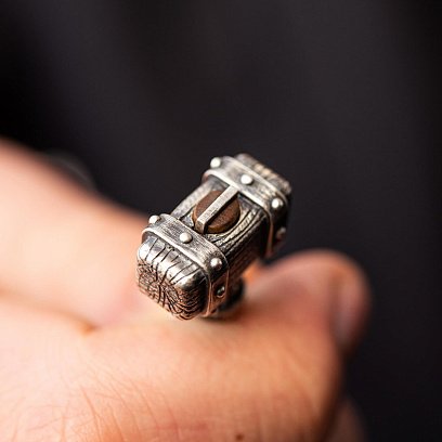 Срібний брелок "Молот вікінга" з ебеном 1116 №11