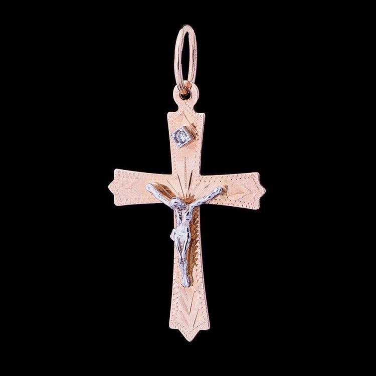 Золотой детский православный крестик (фианит) п02294 от ювелирного магазина Оникс - 3