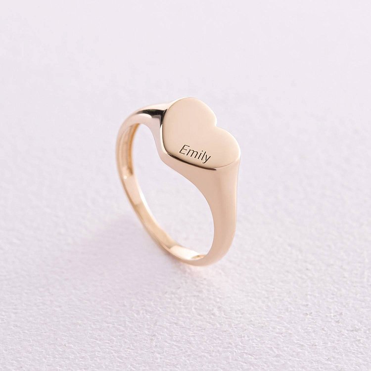 Кольцо "Сердечко" в желтом золоте (возможна гравировка) к07136 - 18 Кольцо "Сердечко" в желтом золоте (возможна гравировка) к07136 от ювелирного магазина Оникс - 18