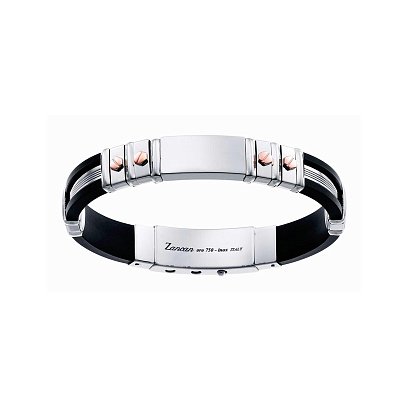 Каучуковий браслет зі вставками зі срібла та золота ZANCAN EXB479R-N