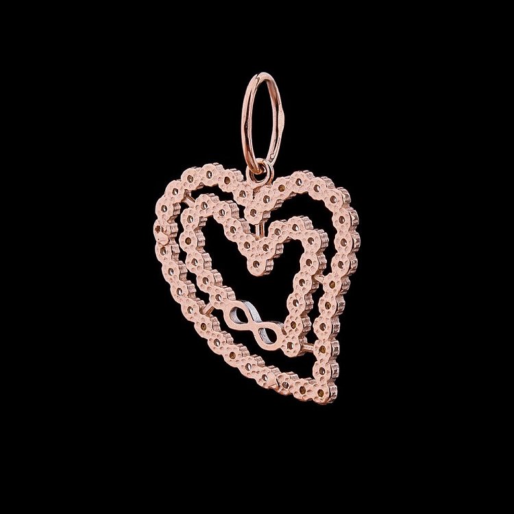 Золотий кулон "Серце" (фіаніти) п02555 від ювелірного магазину Онікс - 1