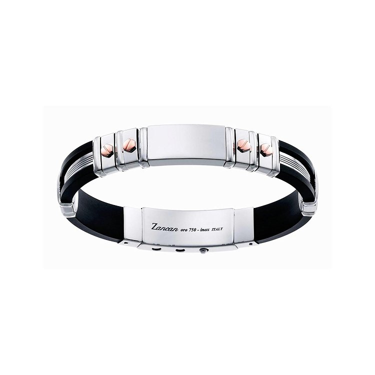 Каучуковий браслет зі вставками зі срібла та золота ZANCAN EXB479R-N від ювелірного магазину Онікс