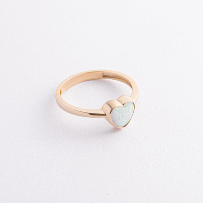 Каблучка "Сердечко" з опалом (жовте золото) К08312 №3