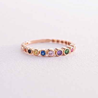 Каблучка з різнокольоровими фіанітами (червоне золото) к07133 №7