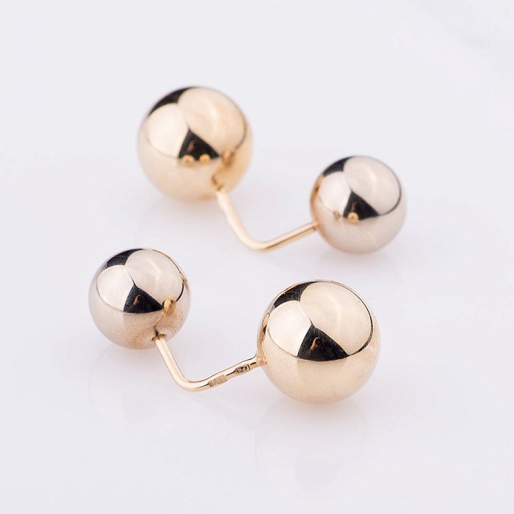 Золотые серьги с шарами с03608 от ювелирного магазина Оникс - 2