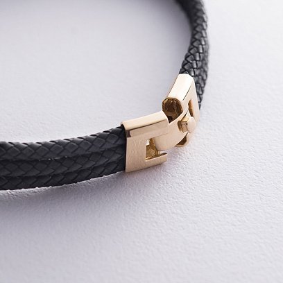 Мужской браслет с золотыми вставками и фианитами б02357 №2