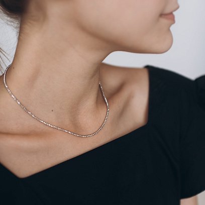 Серебряное колье в стиле минимализм 18849 №6