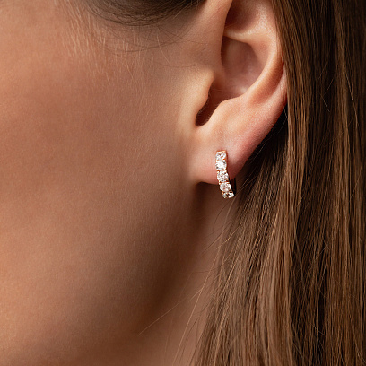 Сережки - кільця "Tracy" з фіанітами (червоне золото) с09096 №4