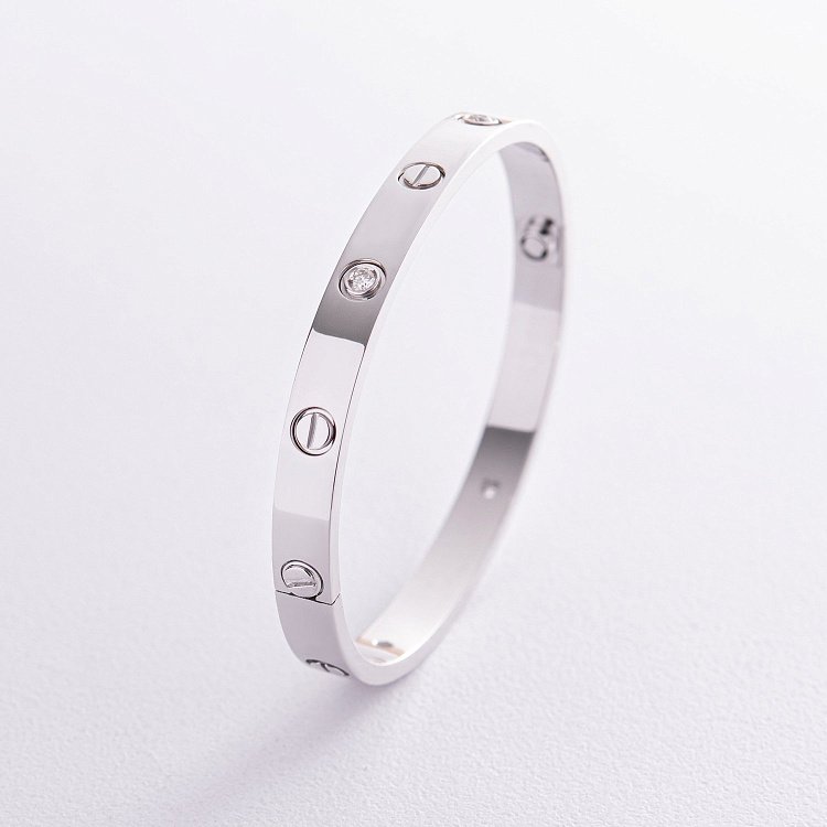 Жесткий браслет "Love" с бриллиантами (белое золото) 531761121 от ювелирного магазина Оникс - 8