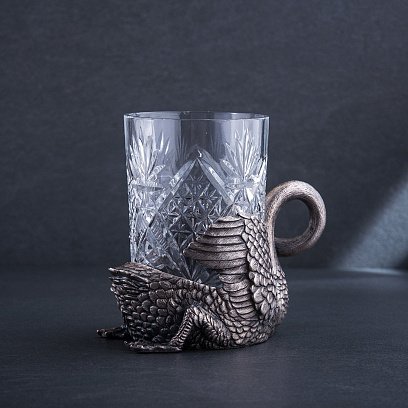 Срібний підстаканник ручної роботи "Лебідь" сер00014л №3