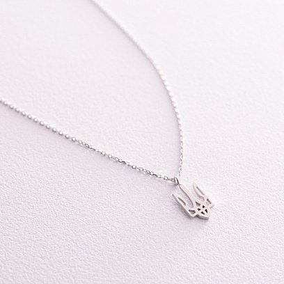 Кольє "Герб України - Тризуб" у білому золоті (маленький) кол02331 №4