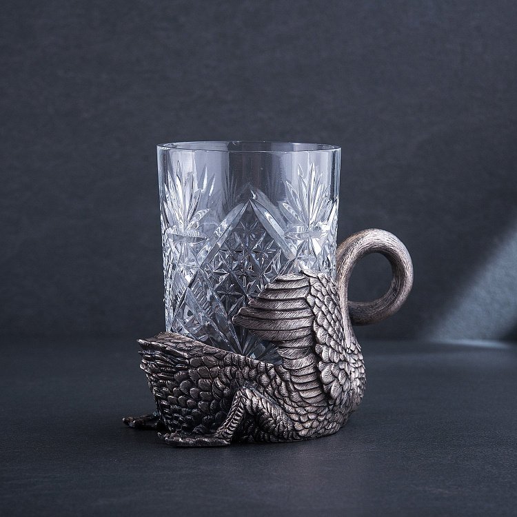 Срібний підстаканник ручної роботи "Лебідь" сер00014л від ювелірного магазину Онікс - 2