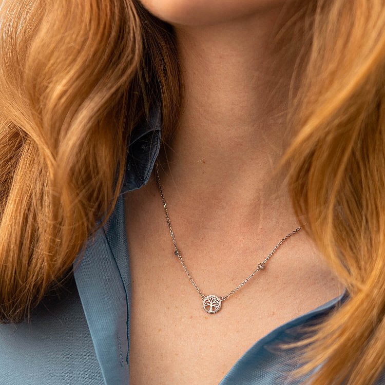 Серебряное колье "Древо жизни" (фианит) 18816 от ювелирного магазина Оникс - 14