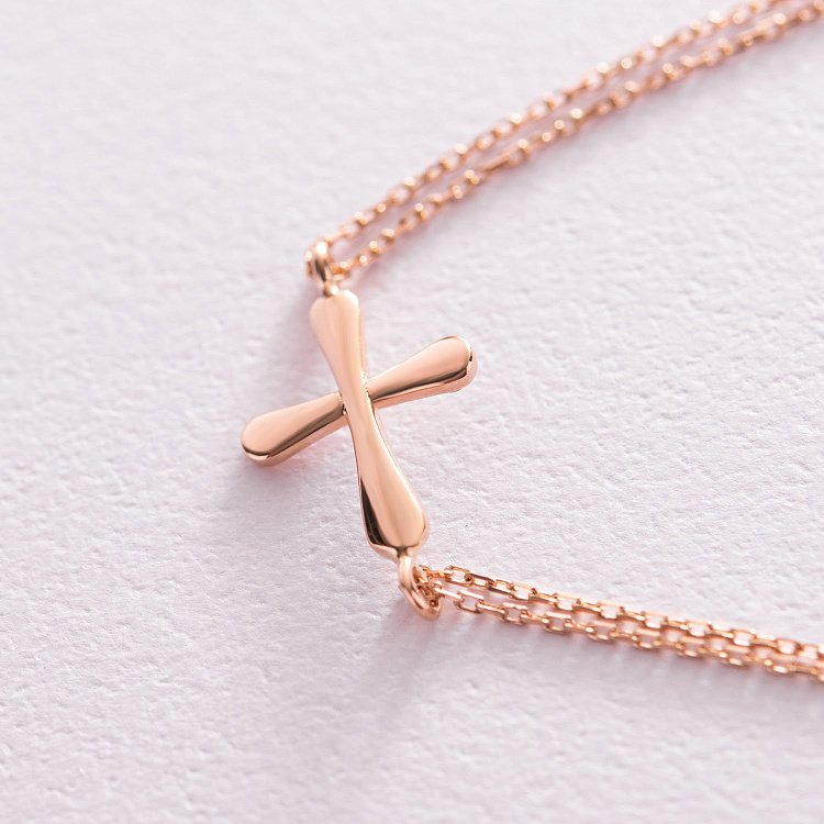 Золотий браслет з хрестиком б02949 від ювелірного магазину Онікс - 2