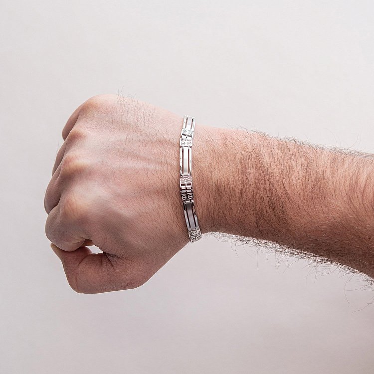 Чоловічий браслет у білому золоті б05011 від ювелірного магазину Онікс - 1