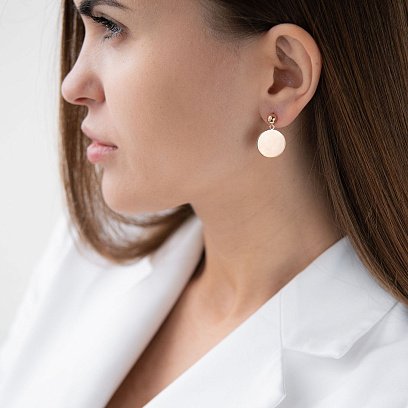 ﻿Сережки-пусети "Монетки" в червоному золоті с07008 №2