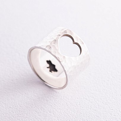 Широкое кольцо "С Украиной в сердце" в серебре 112206укр №5