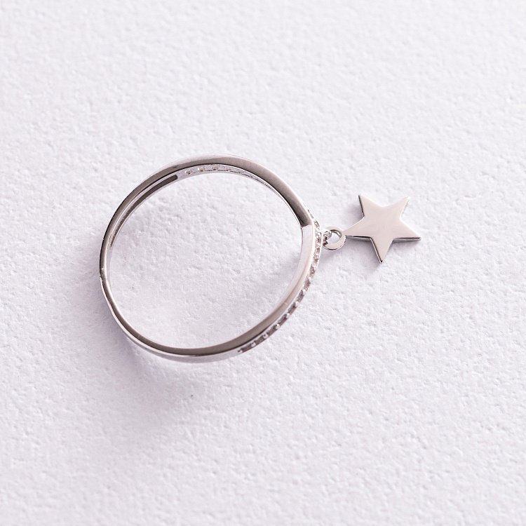 Золота каблучка "Зірочка" з фіанітами к06792 від ювелірного магазину Онікс - 3