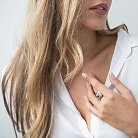 Эксклюзивное золотое кольцо (альмандин, фианиты) к03370 от ювелирного магазина Оникс - 6