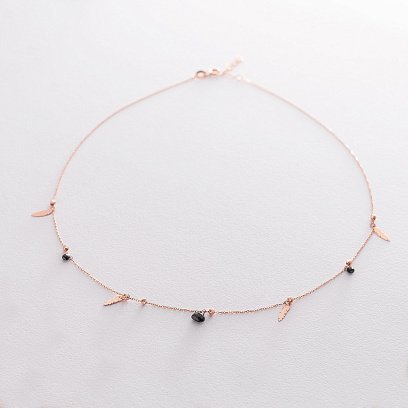 Золоте кольє "Пір'ячко" з фіанітами кол01505