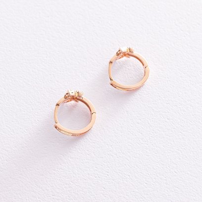 Золотые серьги "Бабочки" с фианитами с07433 №3