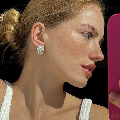 Срібні сережки з фіанітами 121454 №2