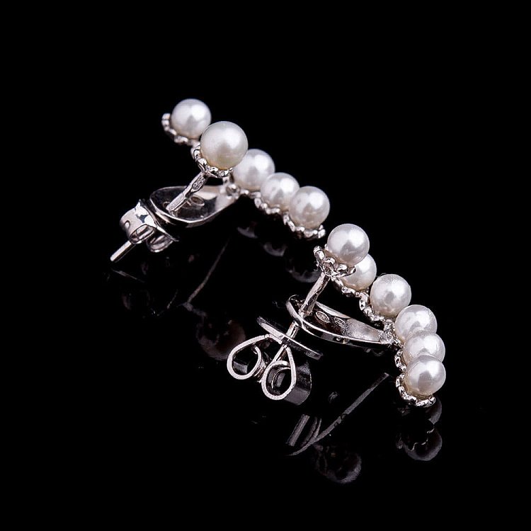 Срібні сережки з штучним перлами 121635 від ювелірного магазину Онікс - 1