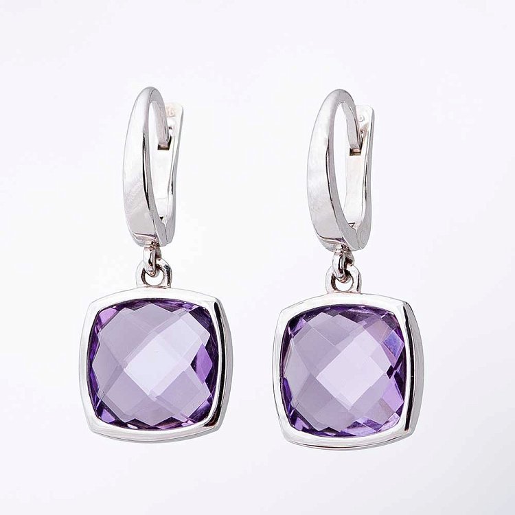 Золоті сережки з аметистом 14048686 від ювелірного магазину Онікс - 1