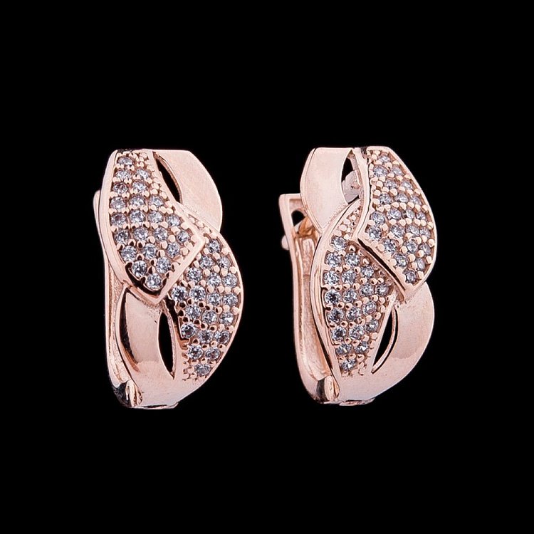 Золоті сережки з фіанітами с04323 від ювелірного магазину Онікс