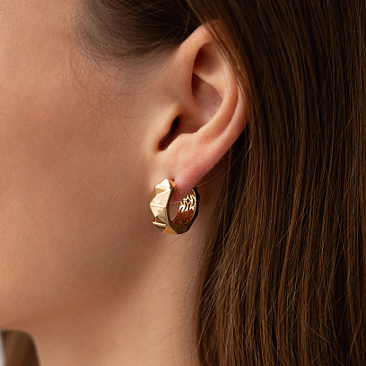 Сережки - кільця "Luisa" у жовтому золоті с09158 №7