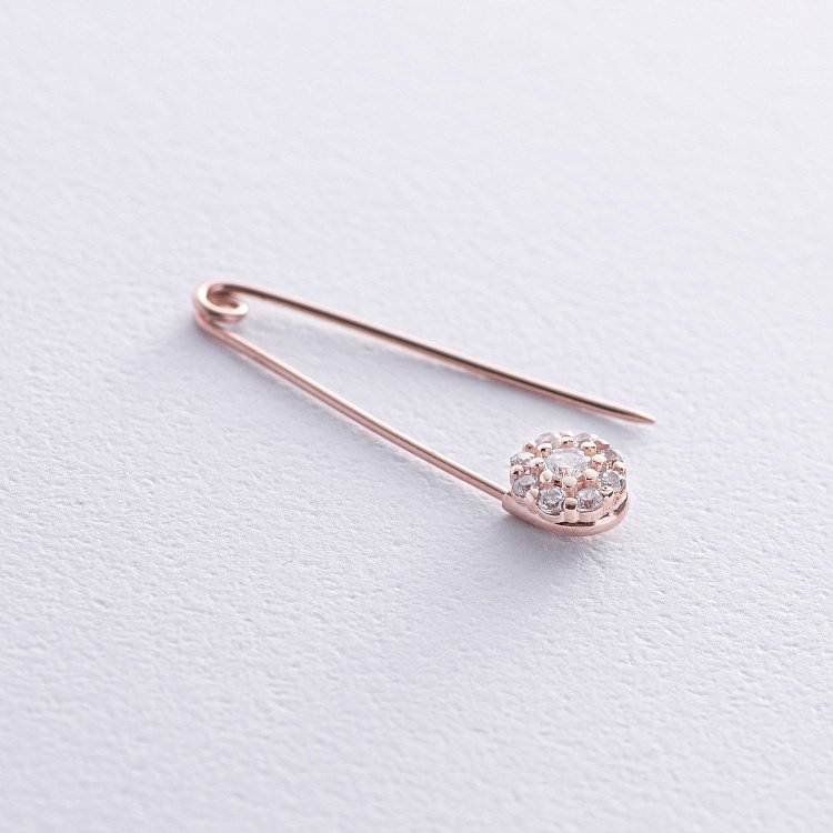 Золотая булавка "Цветок" (фианиты) зак00239 от ювелирного магазина Оникс