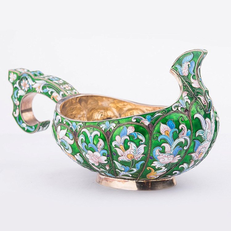 Ковш из серебра (эмаль, ручная работа) сер00044 от ювелирного магазина Оникс