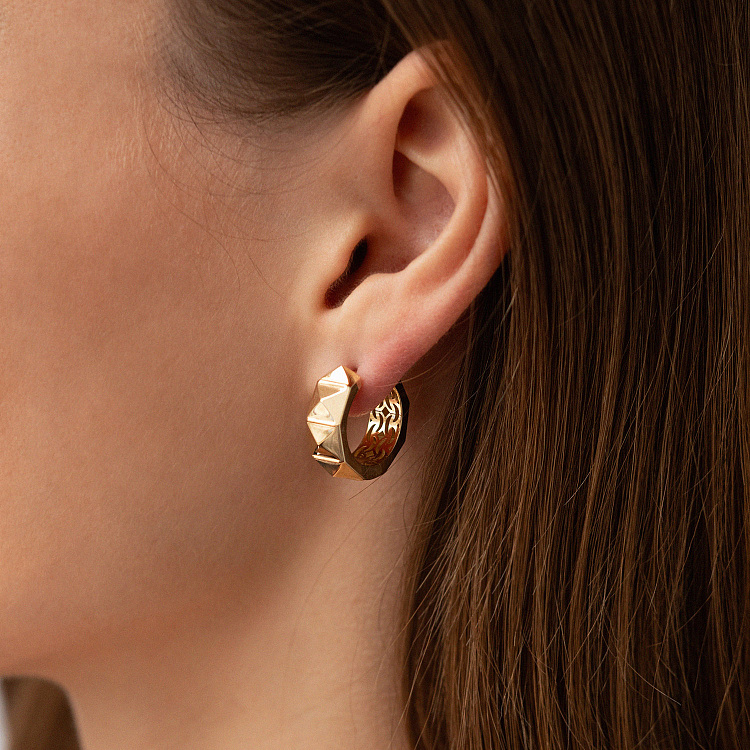 Сережки - кільця "Luisa" у жовтому золоті с09158 від ювелірного магазину Онікс - 6