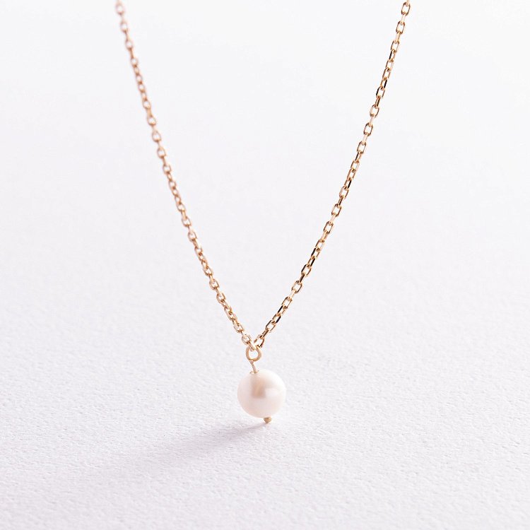 Кольє з перлиною (жовте золото) кол02401 від ювелірного магазину Онікс