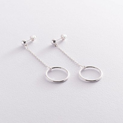 Срібні сережки "Кругообіг на ланцюжку" 123013 №4