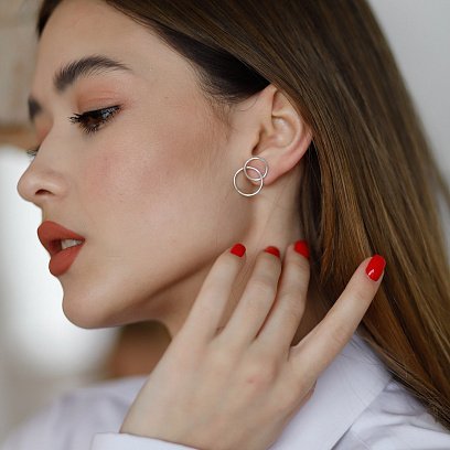 Серебряные серьги - пусеты "Пересечение колец" 122584 №12