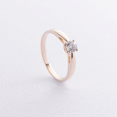 Помолвочное золотое кольцо "Сердце" (фианит) к08155 №3