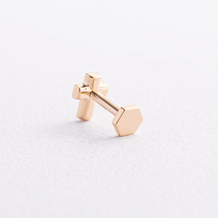 Одиночная золотая серьга для хеликса "Крестик" (бриллианты) сб0683ca от ювелирного магазина Оникс - 2