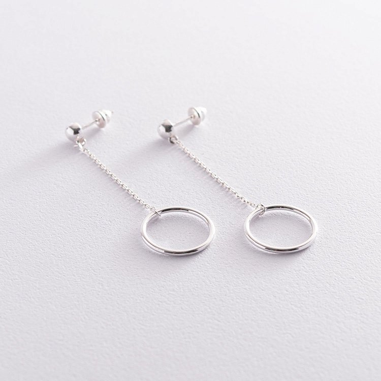 Срібні сережки "Кругообіг на ланцюжку" 123013 від ювелірного магазину Онікс - 4