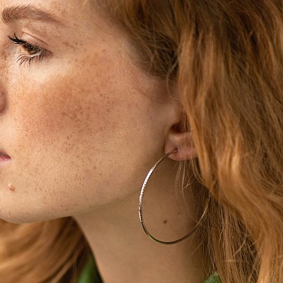 Серьги - кольца в белом золоте (5.4 см) с08599 №5